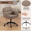 Criss-Cross with 5-Gear Adjustable Armrests and Casters, Thickened Backrest Swivel Desk Chair for Home Office, Bedroom and Living Room, Teddy Fleece