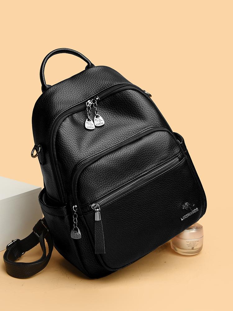 

Стильный кожаный рюкзак женский рюкзак многоцелевой дорожный рюкзак женский чёрный