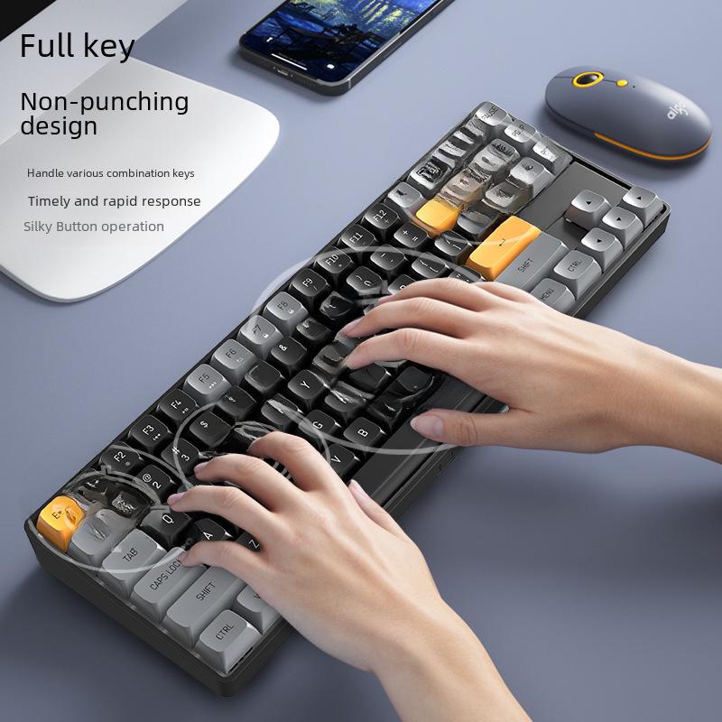 Patriot A87 Rechargeable Wireless Mechanical Keyboard, Full-Key Anti-Ghosting, Wired/Wireless, Blue Switches for Office & Gaming.