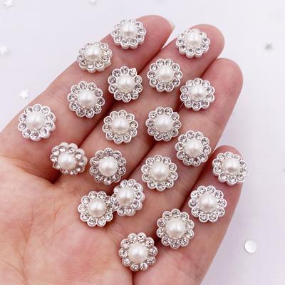 50 de bucăți de flori de rășină, perle rotunde, cristale cu spate plat pentru unghii, aplicații cu strasuri pentru nuntă, pentru album de însemnări, accesorii de artizanat