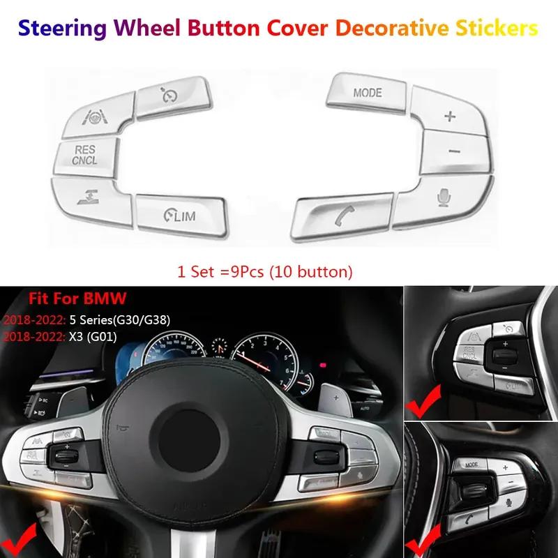Chrome Car Steering Wheel Switch Button Cover Trim For BMW 5 X3 G30 G38 G01 2018- Interior Inner Auto Para Sticker Carro Set