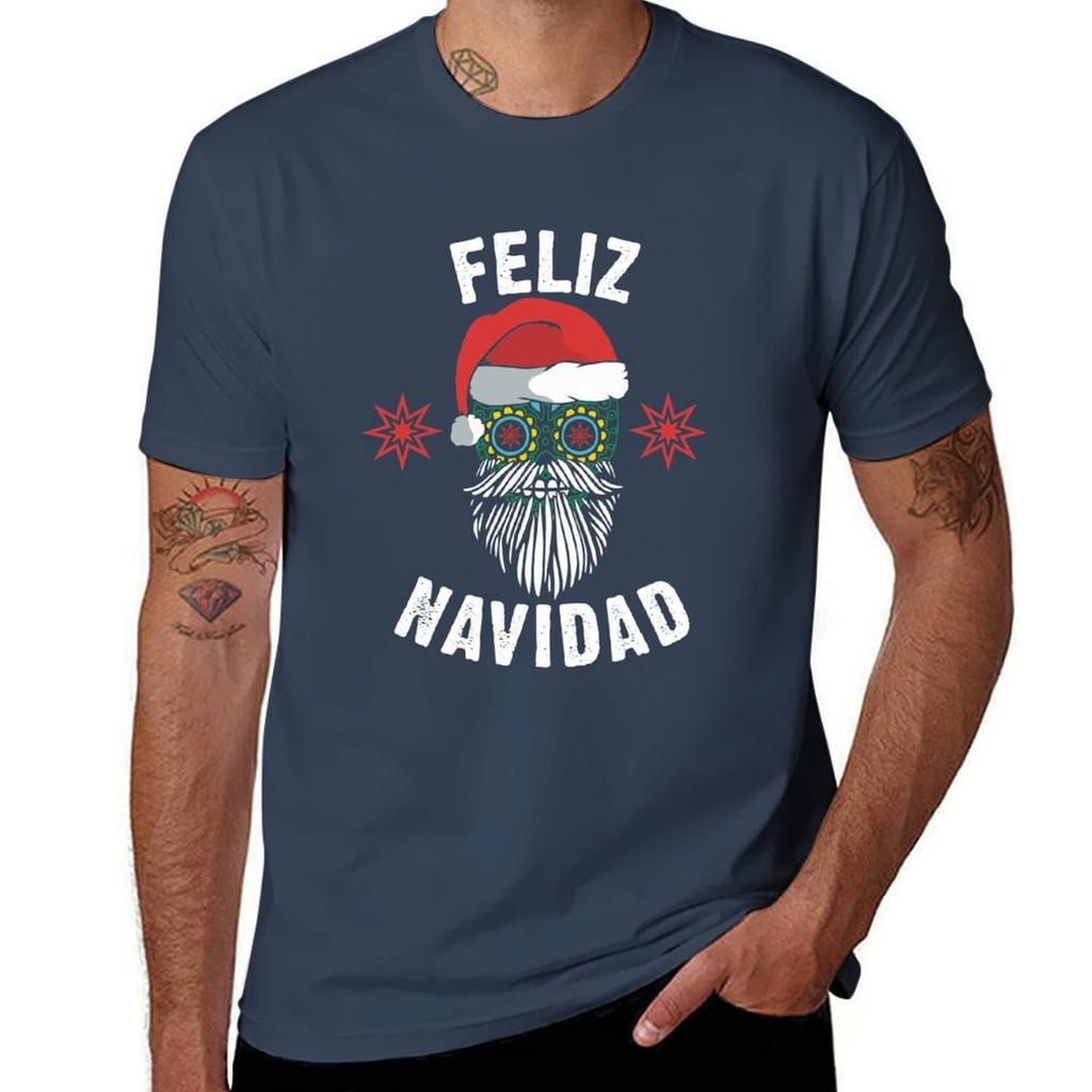 Mexican Christmas Sugar Skull Feliz Navidad Spanish speaking Xmas gifts TShirt Gym Exercise Short Sleeve TShirt