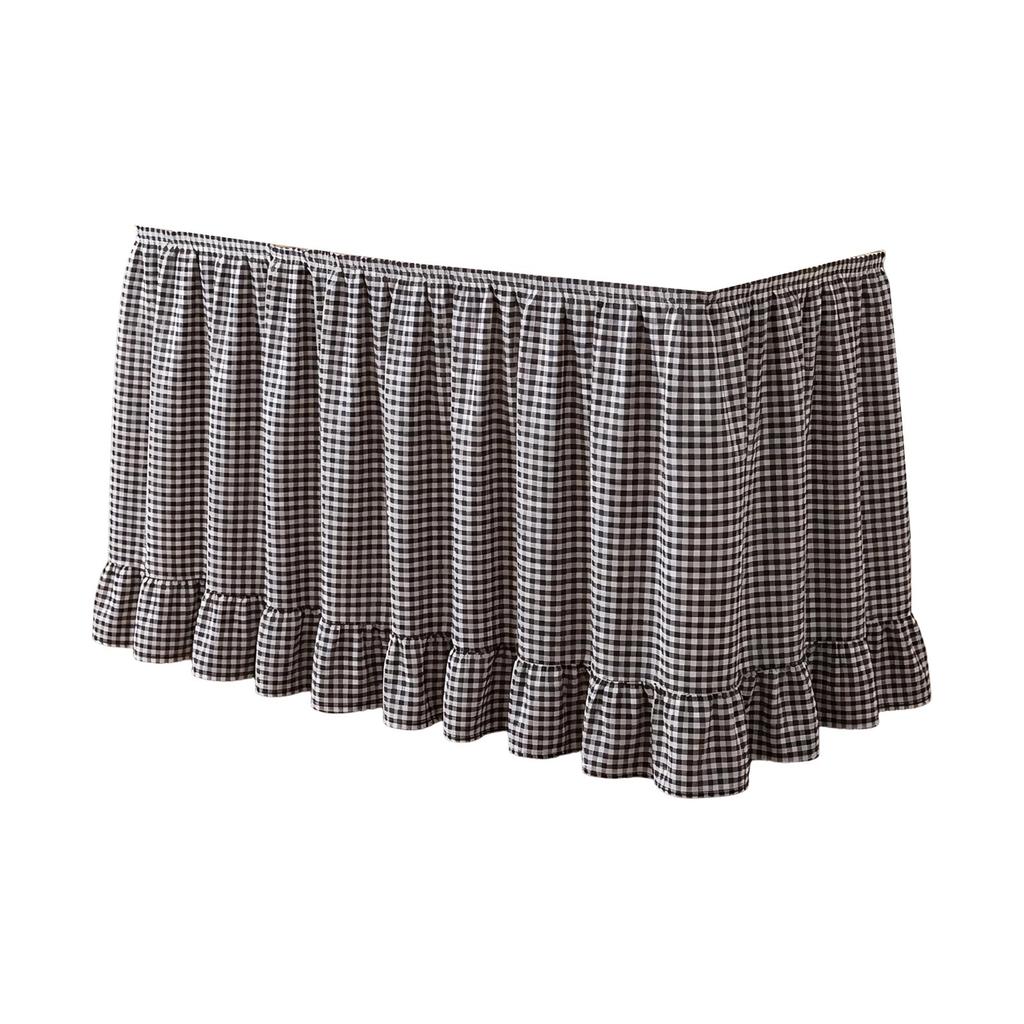 Table Skirt with Hook and Loop Fastening, Plaid Ruffle Design for Wedding Party Hotel Decoration
