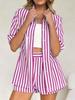 1116 new European and American style striped casual suit women's summer lapel collar short-sleeved shorts suit fashionable temperament wear
