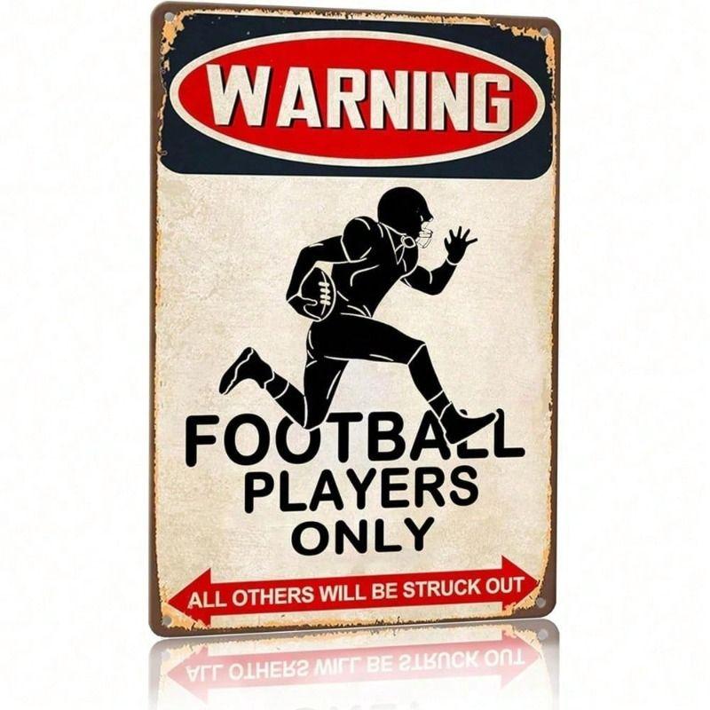 Metal Poster Funny Football Players for Teen Boys Room Fan Gift