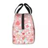 Japanese Kawaii Nurse Insulated Lunch Bags for Camping Travel Pink Polka Dot Pattern Portable Thermal Cooler Bento Box Children