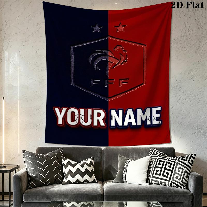 Custom Name Rooster France Wall Tapestry Aesthetic Wall Hanging Printed Fabric Blanket Decorative Tapestries for Bedroom Living Room Home Decor