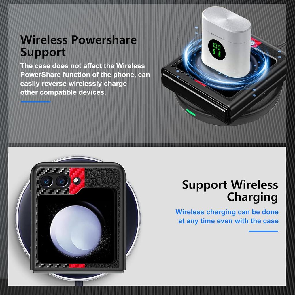 for Samsung Galaxy Z Flip 6 Case, Silky Touch Back Carbon Fiber Leather Cover for Samsung Flip 6, Ultra-Thin Shockproof Scratch-Resistant Protective