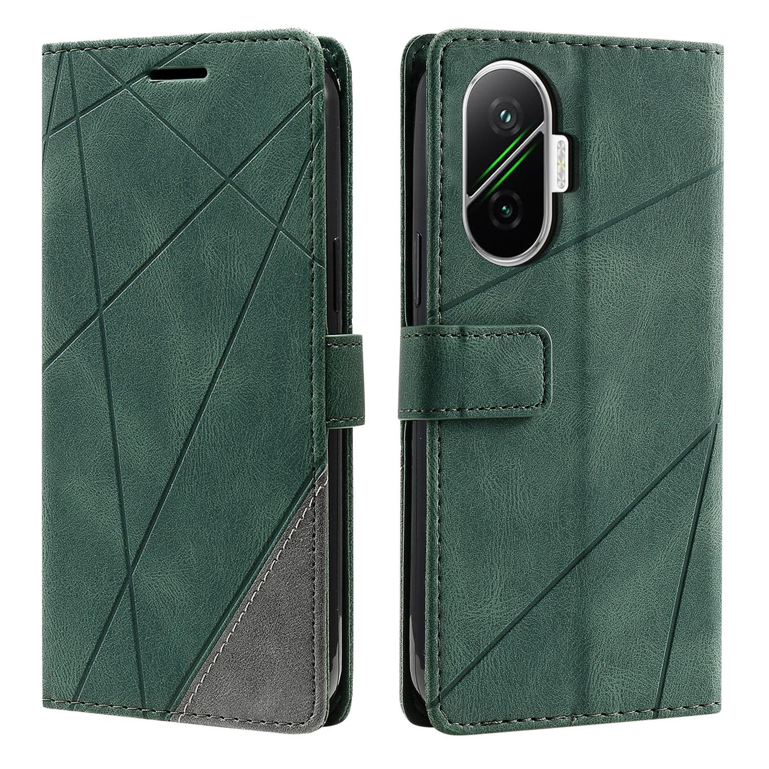 

For Xiaomi Poco F7 5G/Redmi Turbo 4 Pro 5G Case Imprinted Lines PU Leather Splicing Wallet Phone Cover
