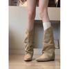 Maillard Brown Knight Boots Women's 2025 New Thick Heel Retro Inner Height-increasing and Thin Pleated Stacked Boots