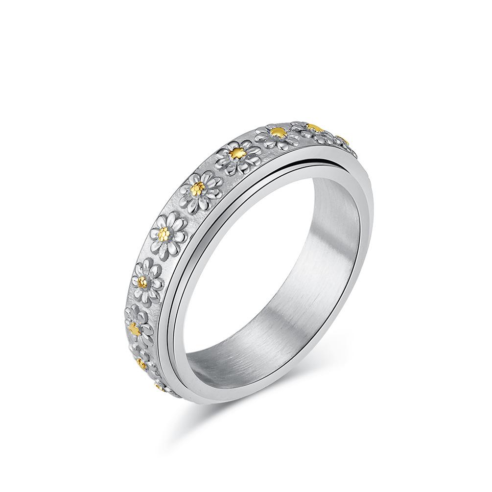 

Daisy Titanium Steel Rotating Ring Ring Sunflower Fresh and Sweet 5#