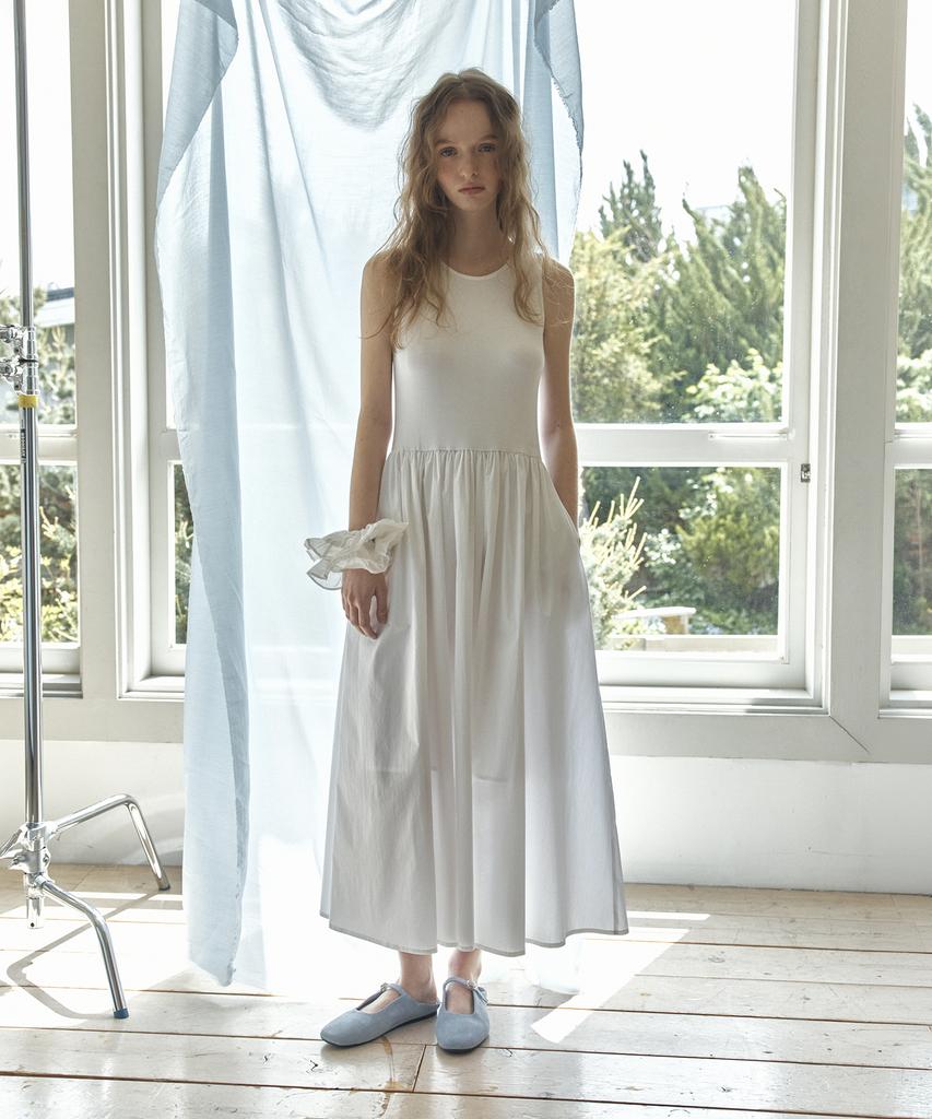 HANE Cotton Sleeveless Dress_Pure White