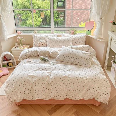 Small Floral Pure Cotton Four-piece Set of Cotton Quilt Cover Girly Heart Sheets Student Single Dormitory Bed Three-piece Duvet Cover Set