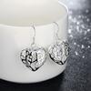 Popular Brands 925 Sterling Silver Pretty Hollow Heart Pendant Necklace Earrings Jewelry Set for Women Fashion Party Gifts