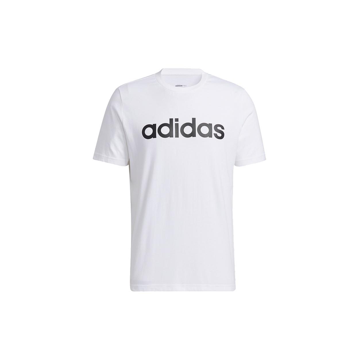 adidas neo M Ce Logo Tee Contrasting Colors Logo Printing Sports Short Sleeve White Men s H14240 L