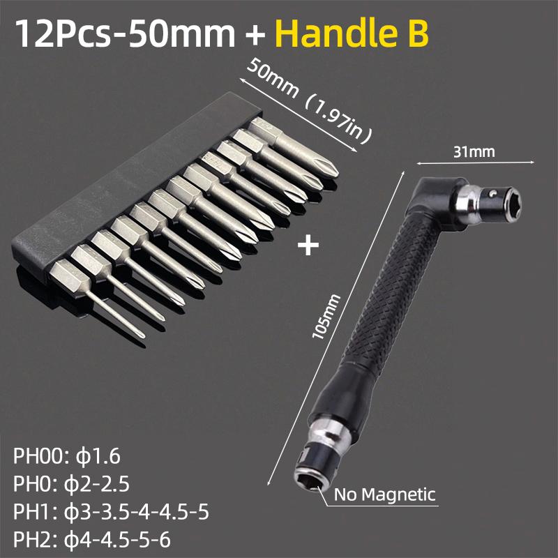 Cross Head Screwdriver Bits Set Magnetic Screwdrivers PH00 PH1 PH2 S2 Alloy Steel 1/4" Hex Shank Hand Tools 50/75/100/150mm