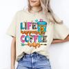 Life Happens Coffee Helps T-Shirt Gift Western Summer Coffee Lover Unisex Tee Sa