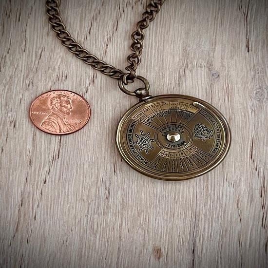 Small 50 Year Perpetual Calendar Necklace Antique Brass Nautical Vintage Style