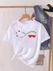 Love Heart Feather Trend Women Fashion Clothing Graphic Tshirts Clothes Print Female Shirt Short Sleeve Lady Casual Summer Top