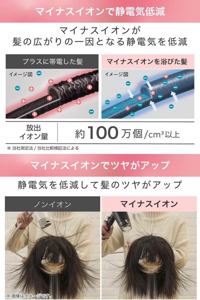 Tescom Hair Dryer, Negative Ion, Foldable, High Airflow, Lightweight, Cold and Warm Air, White, TD330B-W/E