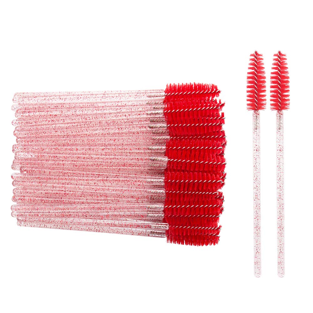 Private Label Crystal Glitter Disposable Eyelash Brush Mascara Wands Applicator Grafting Eyelash Comb красный