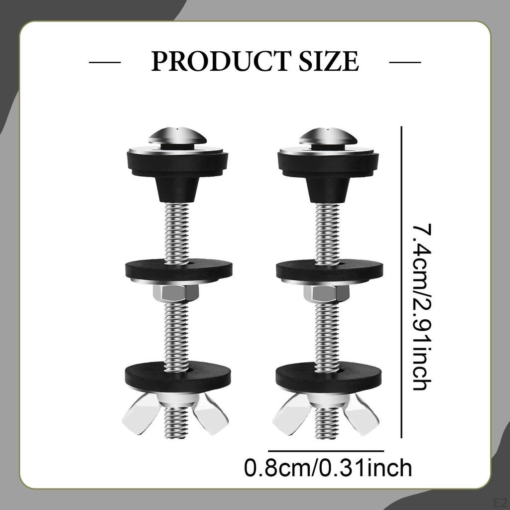 2Pcs Toilet Tank Screw Long Nut Easy To Install Replaces Rubber Washers Bolts for