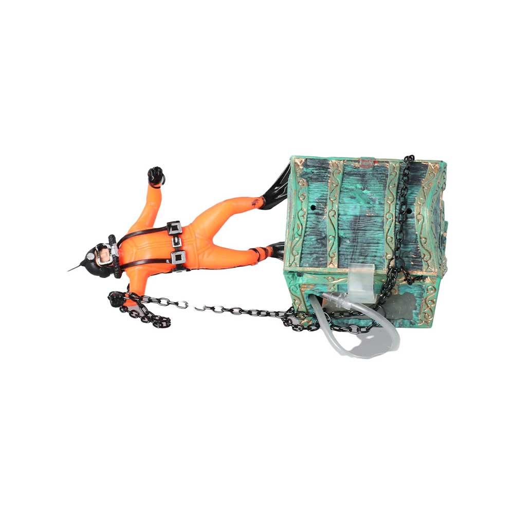 Treasure Hunter Frogman Pneumatic Ornament Air Pump Connecting Aquarium Decoration Fish Tank Decor