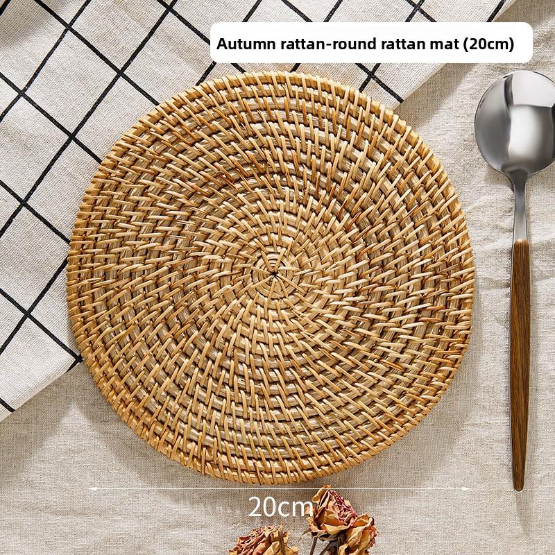 Pure Handmade Autumn Rattan Vietnamese Rattan Pad Set Anti-scalding Coaster Pot Pad Heat Insulation Pad Wooden Storage Tea Set Pad