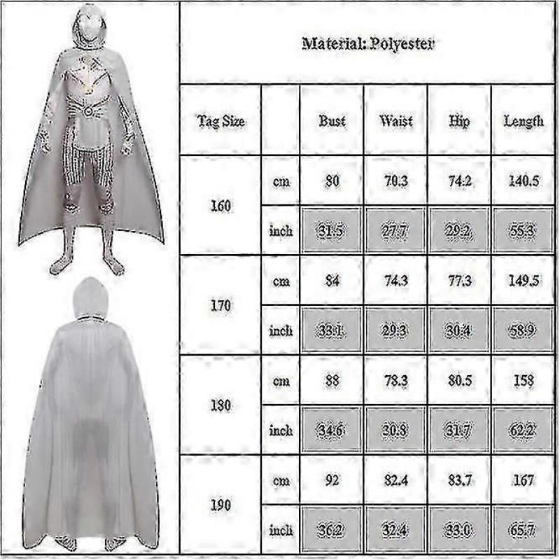 Marvel Moon Knight Theme Costume Costume Jumpsuit + Cloak + Belt + Headgear Set, Halloween Cosplay Adults_L03
