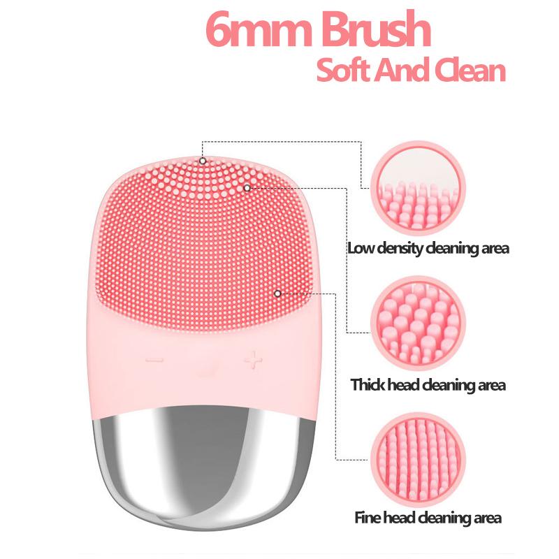 Portable Rechargeable Electric Clean the Face Silicone Face Cleansing Scrubber Facial Cleaning Brush