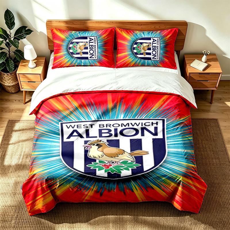 West Bromwich Albion FC (1) 3pc Set Suitable for Master Bedrooms Soft and Comfortable an Ideal Gift for Family and Friends Includes One Duvet Cover an