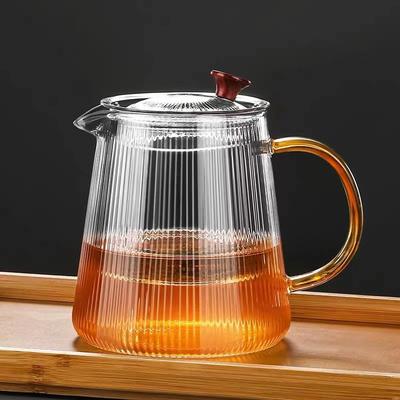 Glass Brewing Teapot Filter High Temperature Resistant Household Tea Separation Vertical Pattern Teapot Electric Ceramic Stove Boiled Flower Tea Set