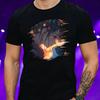 Men's T-Shirt Anime Girl with Cat Motif Cotton Size S To 5XL