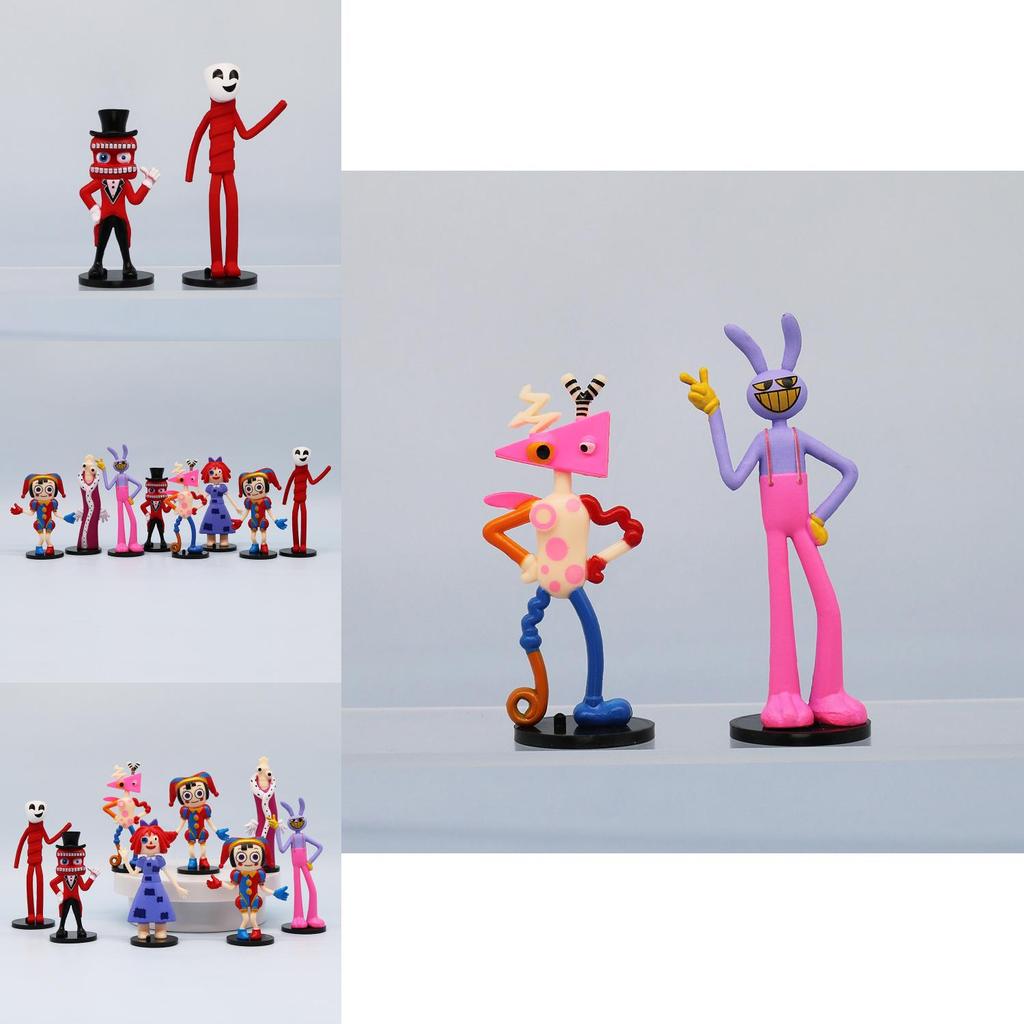 Magisches Zirkus-PVC-Figurenset: Hase, Clown, Cartoon-Kuchendekoration, 8 Figuren, 11 cm