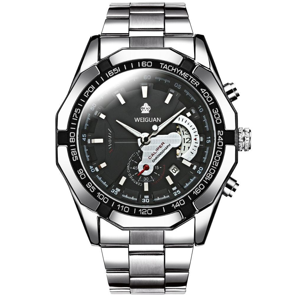 

Часы с автоматическим механизмом, мужские кварцевые часы, полый календарь, водонепроницаемый светящийся ремешок из нержавеющей стали, немеханические часы