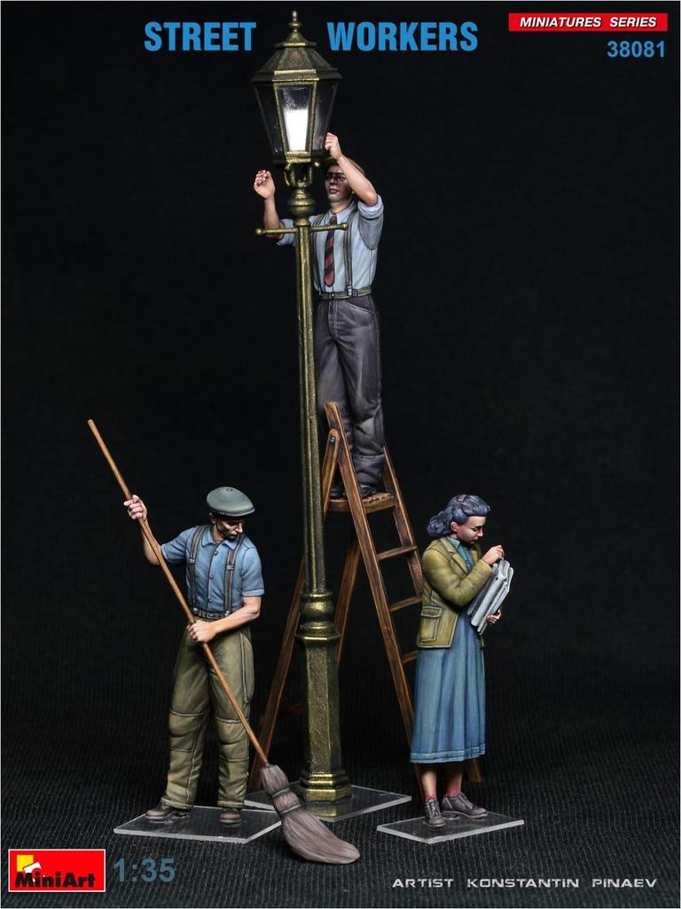 MiniArt Street Workers Figure Set Figures Plastic Model Kit MA38081 1/35 (3 Included)