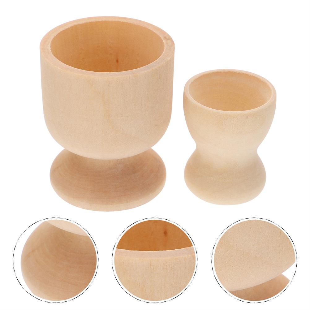 12 Stück Holz-Eierbecher Kinder DIY Halter Graffiti Tassenständer Frühstück Küche Geschirrset Holz-Eierbecher DIY Ständer Eierablage