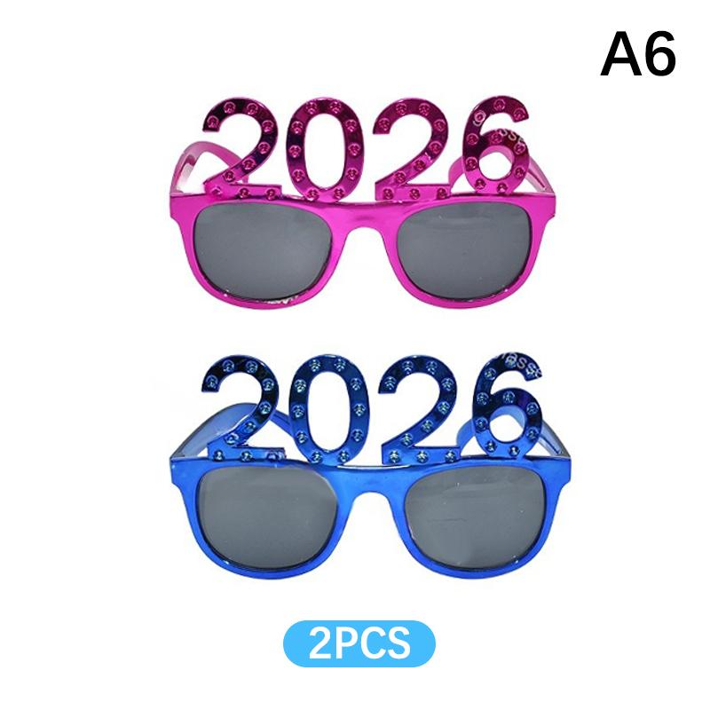 2026 Číslo Okuliare Šťastný Rok Okuliare Diamantové Trblietavé Slnečné Okuliare Cosplay Rekvizita Vianočná Párty Dekorácia Smiešne Okuliare