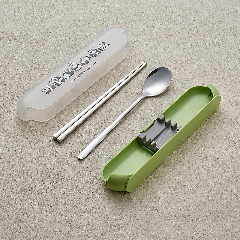 Portable Tableware Cartoon Love Fork Spoon Chopsticks Student Party Office Workers Travel Spoon Chopsticks Portable Box