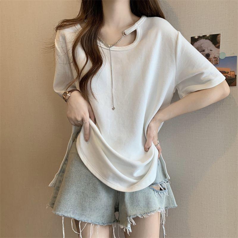 Women's Summer 2026 Loose Fit Mid-Length Short-Sleeve T-Shirt – Plus Size, Versatile Base Layer