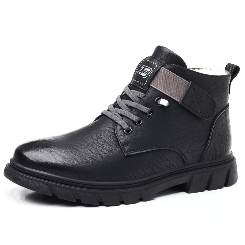 

Хлопковая обувь мужская зимняя бархатная утолщенная повседневная высокая обувь для папы кожаная нескользящая рабочая обувь теплая шерстяная кожаная обувь 38