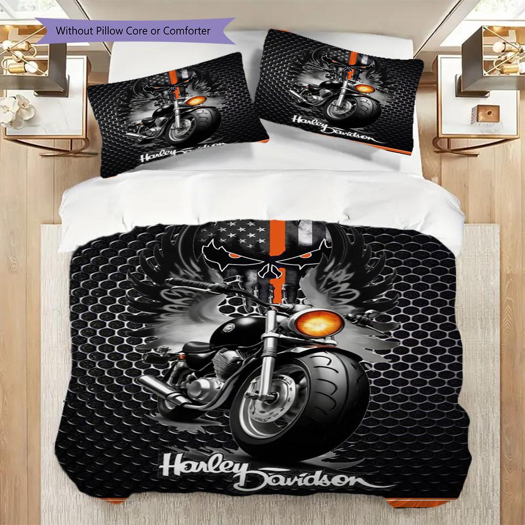 Elegante Biancheria da Letto Personalizzata per la Cultura delle Moto(1 * copripiumino + 2 * federa, senza nucleo) Set biancheria da letto Regalo di Natale per compleanno Morbido e confortevole
