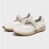 Platform Leather Ballet Style Moral Training Shoes Women's New Pearl Word with Velcro Casual Mary Jane White Shoes