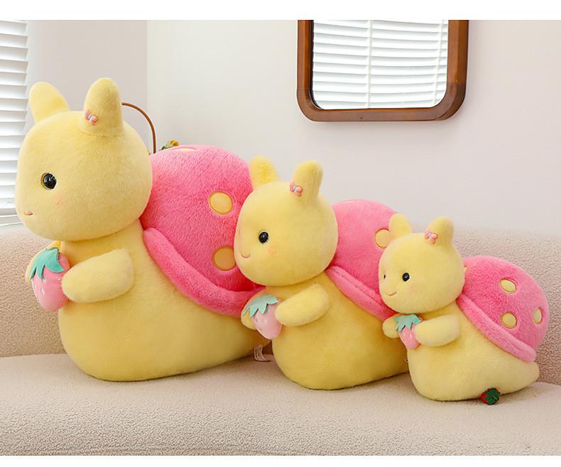 Cute Snail Strawberry Plush Toy Stuffed Animal Cartoon Bear Pp Cotton Long Plush Pink Blue Kids Pillow Birthday Gift 22cm