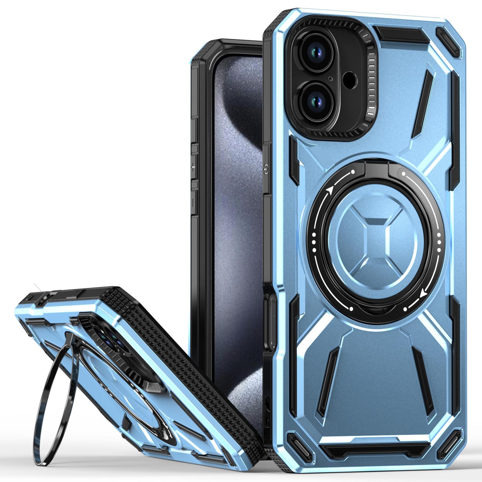 

For iPhone 16 Plus Case TPU+PC Magnetic Phone Cover with Kickstand Baby Blue