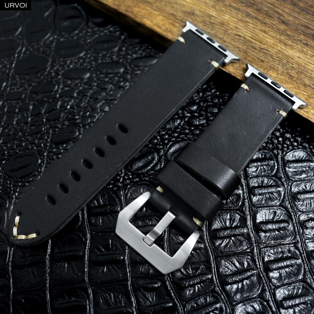 Řemínek Apple Watch Ultra 2 series 10 9 8 7 6 SE 54 z vintage kůže Crazy Horse pro iWatch Pin V stehy 49mm