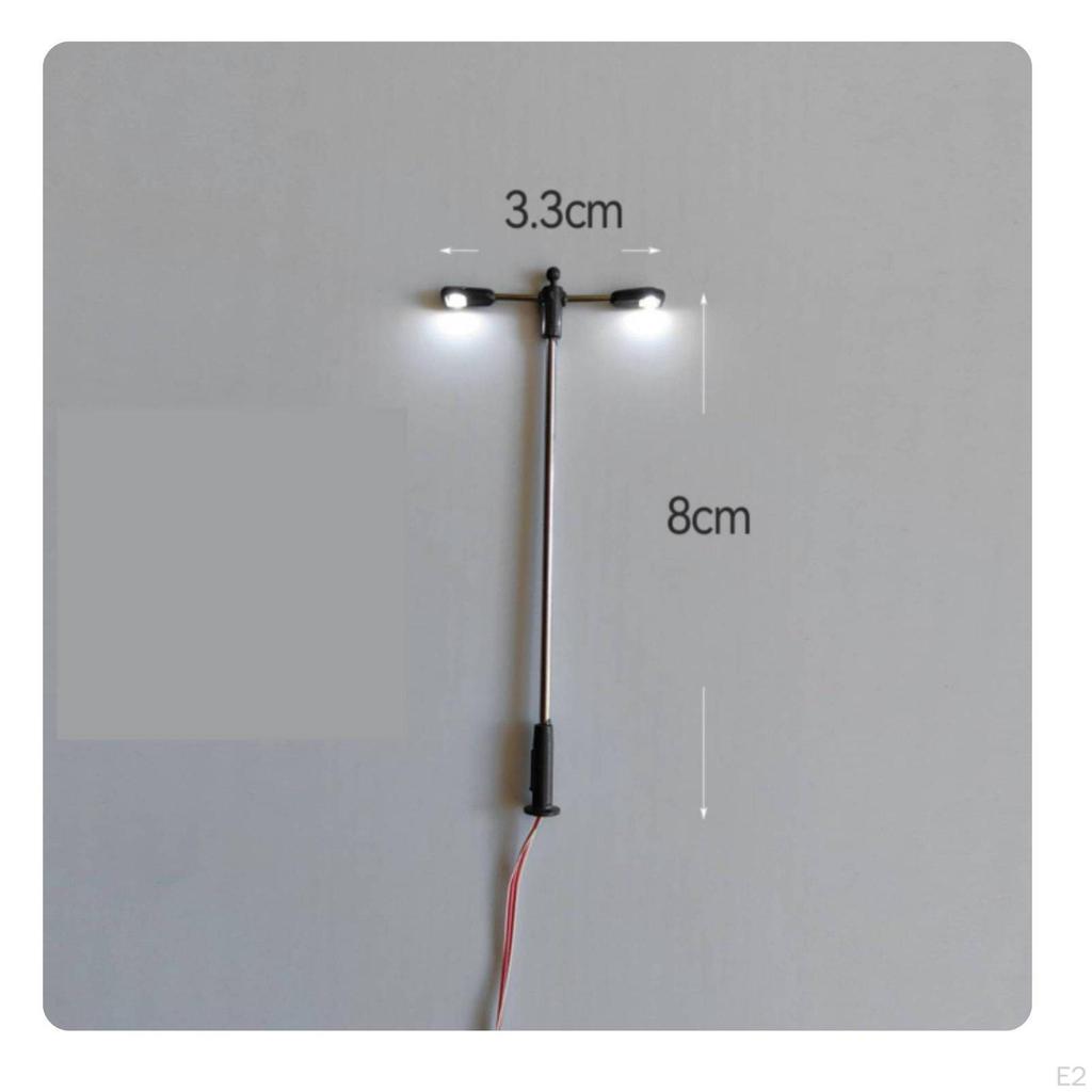 Double Head Model Street Light High Brightness Miniature LED Lamp Post Realistic Design Diorama
