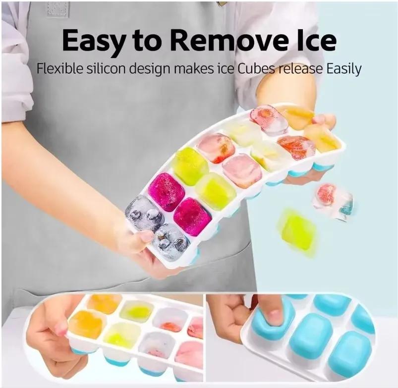 Household Silicone Ice Cube Mold Square Ice Cube Tray 14 Cube Easy Release Cube Molds Kitchen Bar DIY Iced Cocktail Freeze Tool