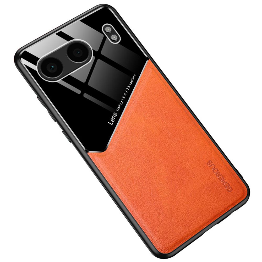 

For OnePlus Nord 4 Case Leather Coated PC+TPU Phone Back Cover Orange