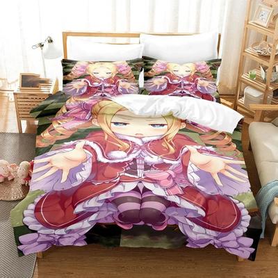 3D Print Anime  Re Zero Rem Ram Emilia Comfortable Duvet Quilt Cover Pillowcase Bedding Set Bedroom Decoration Home Textile